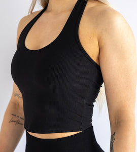 Ribbed Halterlock -Top Deep Black