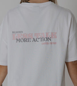 Less Talk More Action Oversize T-Shirt White